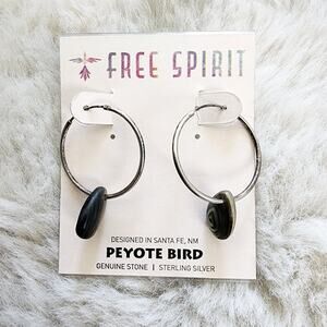 Peyote Bird Santa Fe Sterling Silver Abalone Shell Oval Hoop Earrings NWT 925